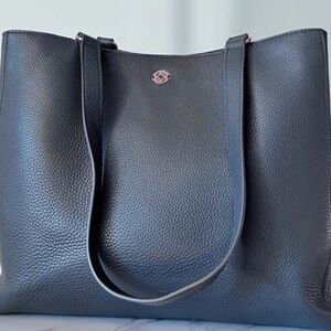 Dagne Dover Allyn Leather Tote Medium- slate gray
